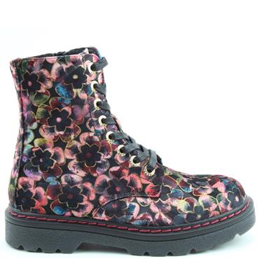 HEAVENLY FEET WOMENS ZIP LACE ANKLE BOOT - ROSE PINK VELOUR